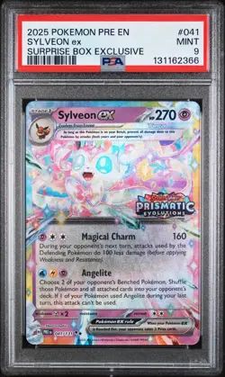 2025 POKEMON PRE EN-PRISMATIC EVOLUTIONS SURPRISE BOX EXCLUSIVE SYLVEON EX PSA 9 - Image 1