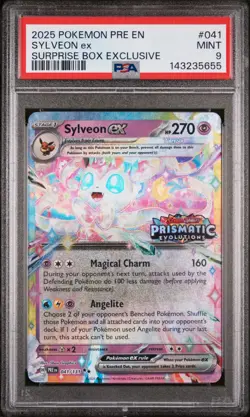 2025 POKEMON PRE EN-PRISMATIC EVOLUTIONS SURPRISE BOX EXCLUSIVE SYLVEON EX PSA 9 - Image 1