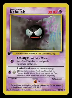 Pokemon Card - Gastly Nebulak German 1st Edition Base Set 50/102 Common - Image 1