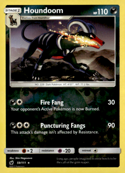 Houndoom Rare Reverse Holo SM - Crimson Invasion 59/111 Pokemon TCG - Image 1