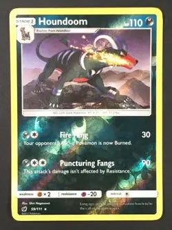 Pokemon TCG Houndoom 59/111 SM Crimson Invasion Reverse Holo Rare NM - Image 1