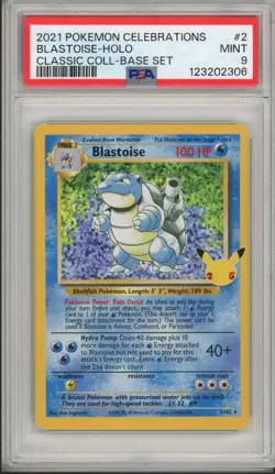 2021 Pokemon Celebrations Blastoise Holo Base Set Classic Collection #2 PSA 9 - Image 1
