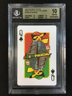 Queen of Spades Mario Pikachu Playing Card Pokemon 2016 Japanese PRSTINE BGS 10 - Image 1