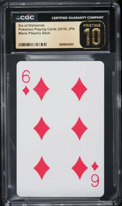 CGC Pristine 10 Six Of Diamonds Mario Pikachu Deck Playing Cards 2016 Pokemon - Image 1