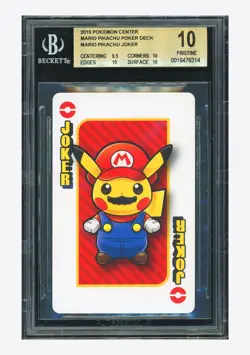 Pokemon BGS 10 PRISTINE Joker Mario 2016 Mario Pikachu Playing Cards Japanese - Image 1
