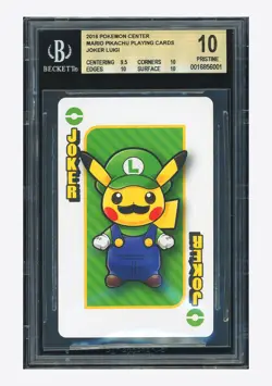 Pokemon BGS 10 PRISTINE Joker Luigi 2016 Mario Pikachu Playing Cards Japanese - Image 1