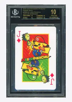 Pokemon BGS 10 BLACK LABEL Jack Of Diamonds 2016 Mario Pikachu Playing Cards JPN - Image 1