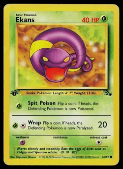 Pokemon Fossil 46/62 Ekans Pokemon Card 1st Edition - Image 1