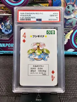 1996 Pokemon Venusaur Red Back Poker Playing Card 4 of Diamonds- PSA 10 - Image 1