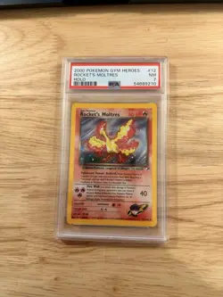Pokemon TCG Rockets Moltres Holo Card Gym Heroes 12/132 PSA 7 - Image 1