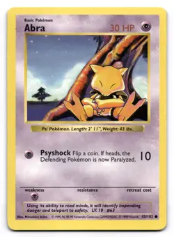 Abra LP 43/102 Shadowless Base Set Pokemon TCG Regular - Image 1