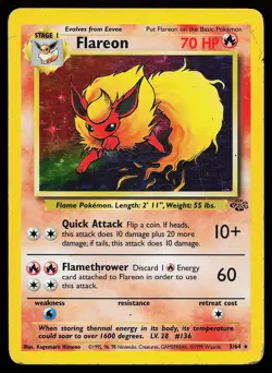 Flareon 3/64 Holo Rare Jungle Pokemon Card - Image 1