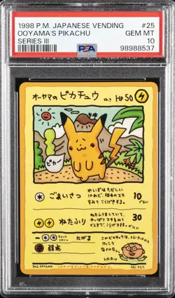 1998 POKEMON JPN VENDING SER III #25 OOYAMA'S PIKACHU PSA 10 - Image 1