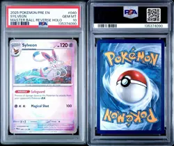 2025 POKEMON PRE EN-PRISMATIC EVOLUTIONS MASTER BALL REVERSE HOLO SYLVEON PSA 10 - Image 3