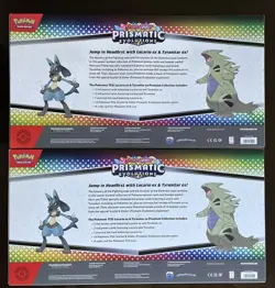 LOT OF 2 Pokemon Prismatic Evolutions Lucario & Tyranitar ex Premium Collection - Image 4