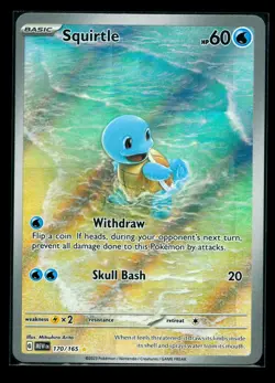 Pokemon TCG Scarlet & Violet 151 Squirtle Illustration Rare 170/165 Holo NM 🌊 - Image 1