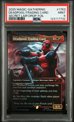2025 MTG SECRET LAIR DROP MARVEL'S DEADPOOL-FOIL DEADPOOL, TRADING CARD PSA 9 - Image 1