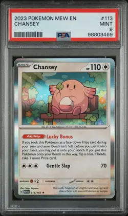PSA 9 Chansey 113/165 MEW EN-151 Holo Rare Pokemon Card - Image 1