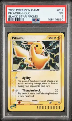 2003 POKEMON BLACK STAR PROMO #012 PIKACHU-HOLO PSA 7 - Image 1