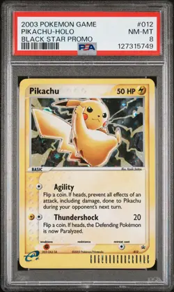 2003 POKEMON BLACK STAR PROMO #012 PIKACHU-HOLO PSA 8 - Image 1