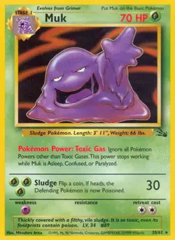 Muk - 28/62 - Pokemon Fossil Unlimited Rare Card WOTC NM - Image 1