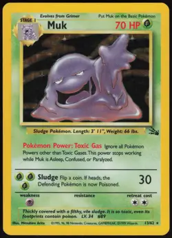 Muk 13/62 Fossil Holo Rare Pokemon Card - MP - Image 2