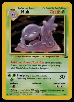 Muk - 13/62 - Pokemon Card Fossil Unlimited Holo Rare - MP - Image 1