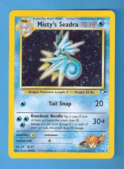 Misty's Seadra 9/132 Prerelease Holo Pokemon Card NM - Image 1
