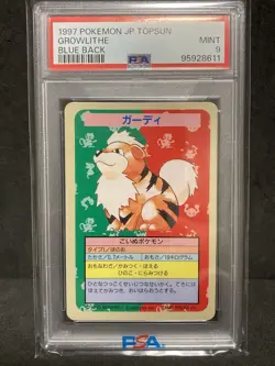 PSA 9 Growlithe No Number Blue Back Topsun 1997 Pokemon TCG Card Japanese - Image 1
