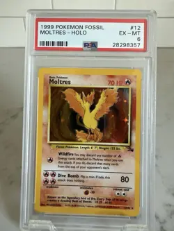Moltres - Holo Rare #12 PSA 6 EX-MT 1999 Pokemon Fossil - Image 1
