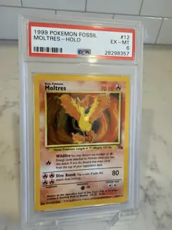 Moltres - Holo Rare #12 PSA 6 EX-MT 1999 Pokemon Fossil - Image 3