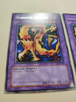 2x YUGIOH! DARKFIRE DRAGON LOB-019 LOB-019 RARE LP/MP - Image 2