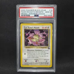 2000 Pokemon: TEAM ROCKET'S MEOWTH 18 - [Black Star Promo] - Gem Mint PSA 10 💎 - Image 1