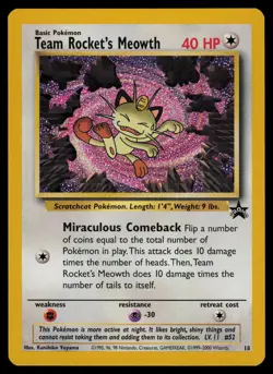 Pokemon Card Team Rocket's Meowth Black Star Promo #18 WOTC - NM/M PSA Worthy - Image 1