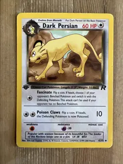 Dark Persian 1st Edition 42/82 Uncommon Team Rocket Pokemon Vintage MP 2000 WOTC - Image 1