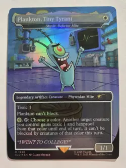 MTG Plankton, Tiny Tyrant Skrelv, Defector Mite FOIL Secret Lair SpongeBob 1926 - Image 1