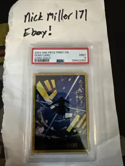One Piece Don Card Roronoa Zoro PRB-01 with Gold Frame ENGLISH (PSA9) - Image 1
