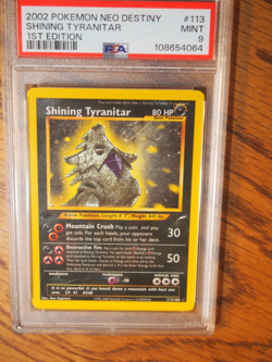 Pokemon 2002 1st Edition Neo Destiny Shining Tyranitar holo card PSA 9 - Image 1