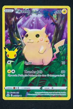 2021 Pokemon TCG Pikachu Holo Full Art Celebrations 005/025 Stamped Stamp - Image 1