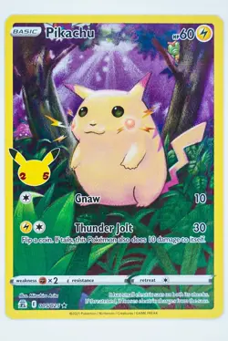 2021 Pokemon TCG Pikachu Holo Full Art Celebrations 005/025 Stamped Stamp - Image 3