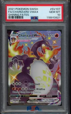 PSA 10 - 2021 Charizard VMAX SV107/SV122 Shining Fates: Shiny Vault Holo Pokemon - Image 1