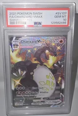 PSA 10 2021 Pokemon Sword&Shield Shining Fates Charizard VMAX SV107/SV122 PSA 10 - Image 1