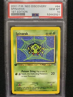 2001 Pokemon Neo Discovery 1st Edition Spinarak 64/75 PSA 10 Gem Mint - Image 1