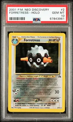 2001 POKEMON NEO DISCOVERY FORRETRESS #2 HOLO PSA 10 POP 61!! LOW POP!! RARE - Image 1