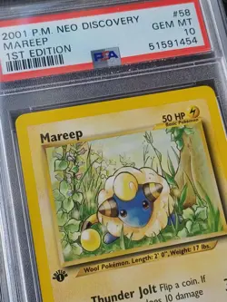PSA 10 Gem Mint 2001 Pokemon Neo Discovery 1st Edition Mareep 58/75 - Image 2