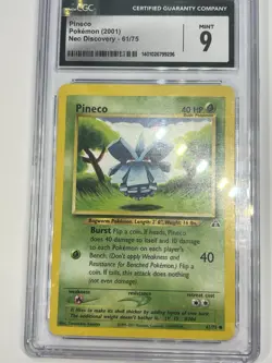 CGC Graded Mint 9 Pineco Pokemon 2001 Neo Discovery 1st Ed. 61/75 - Image 1