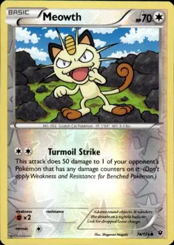 Pokemon Reverse Holo Meowth XY - Fates Collide 74/124 LP - Image 1