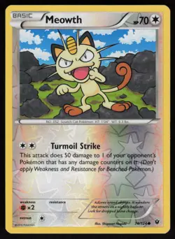 Meowth 74/124 Reverse Holo: Fates Collide Pokemon TCG Near Mint - Image 1