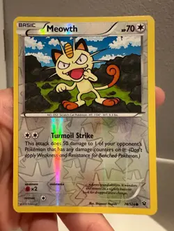 Pokemon - XY - Fates Collide Meowth 74/124 Reverse Holo - LP 1218#294 - Image 1