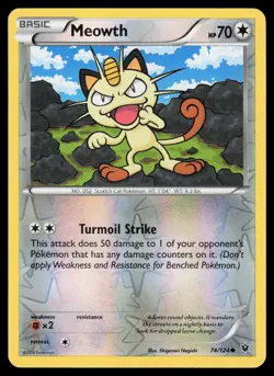 Meowth 74/124 Reverse Holo Pokemon XY Fates Collide LP - Image 1